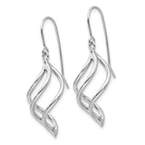 14K White Gold Swirl Dangle French Hook Earrings Z1155