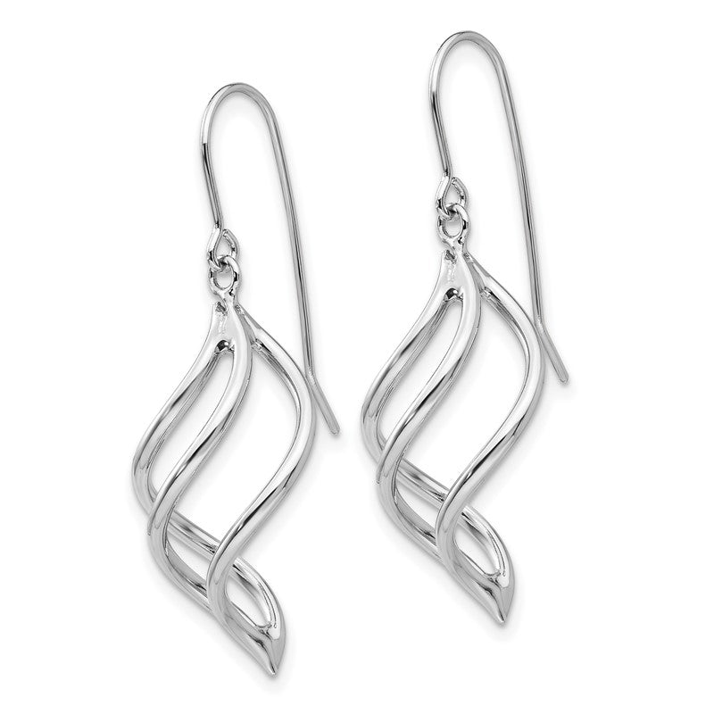 14K White Gold Swirl Dangle French Hook Earrings Z1155