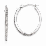 14k White Gold Diamond Fascination Diamond Dust/Accent 2x26mm Oval Hoop Earrings DF120