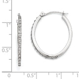 14k White Gold Diamond Fascination Diamond Dust/Accent 2x26mm Oval Hoop Earrings DF120
