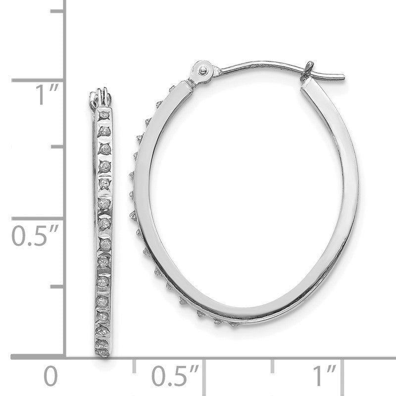 14k White Gold Diamond Fascination Diamond Dust/Accent 2x26mm Oval Hoop Earrings DF120