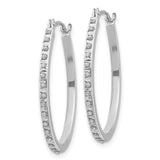 14k White Gold Diamond Fascination Diamond Dust/Accent 2x26mm Oval Hoop Earrings DF120