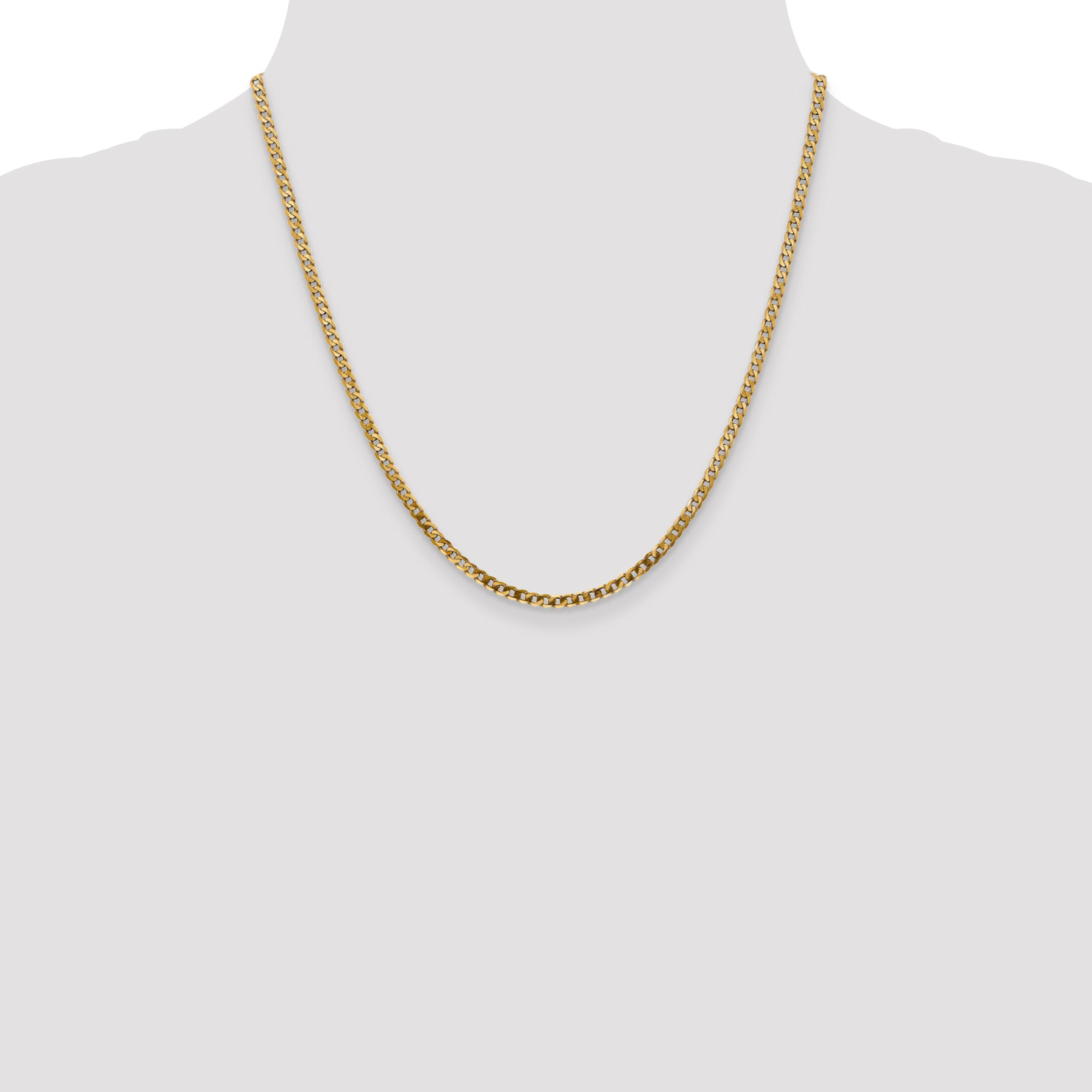 14K 26 inch 2.9mm Flat Beveled Curb with Lobster Clasp Chain FBU080