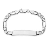 14k White Gold Polished Solid Chain/Solid Plate Figaro Link 38.5x8mm Plate 7 inch ID Bracelet FIG160IDW