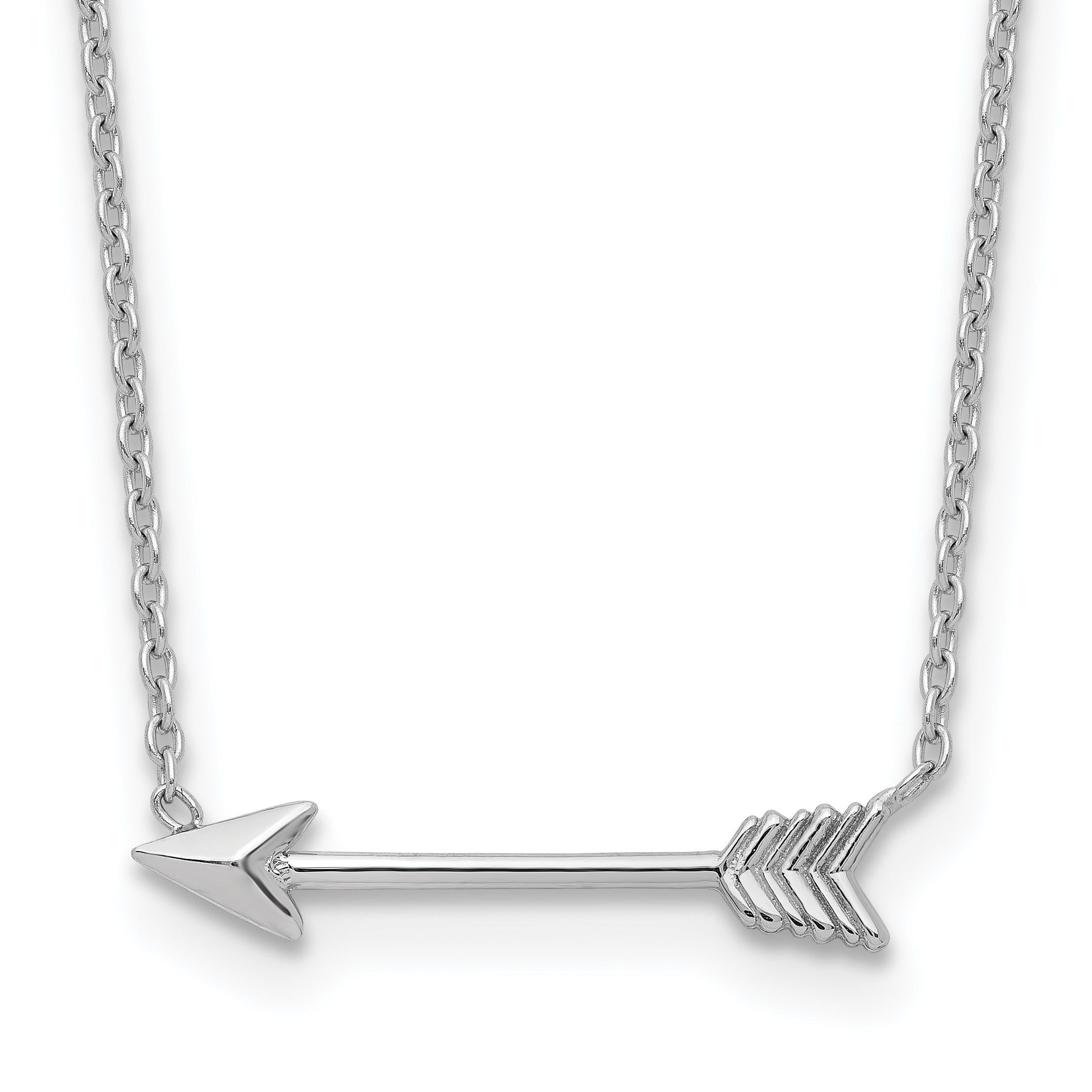 14k White Gold Polished Arrow 17 inch Necklace SF2467