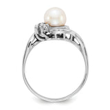 14k White Gold 6mm White Freshwater Cultured Pearl and 1/20 carat A Diamond Ring Y4316PL/A