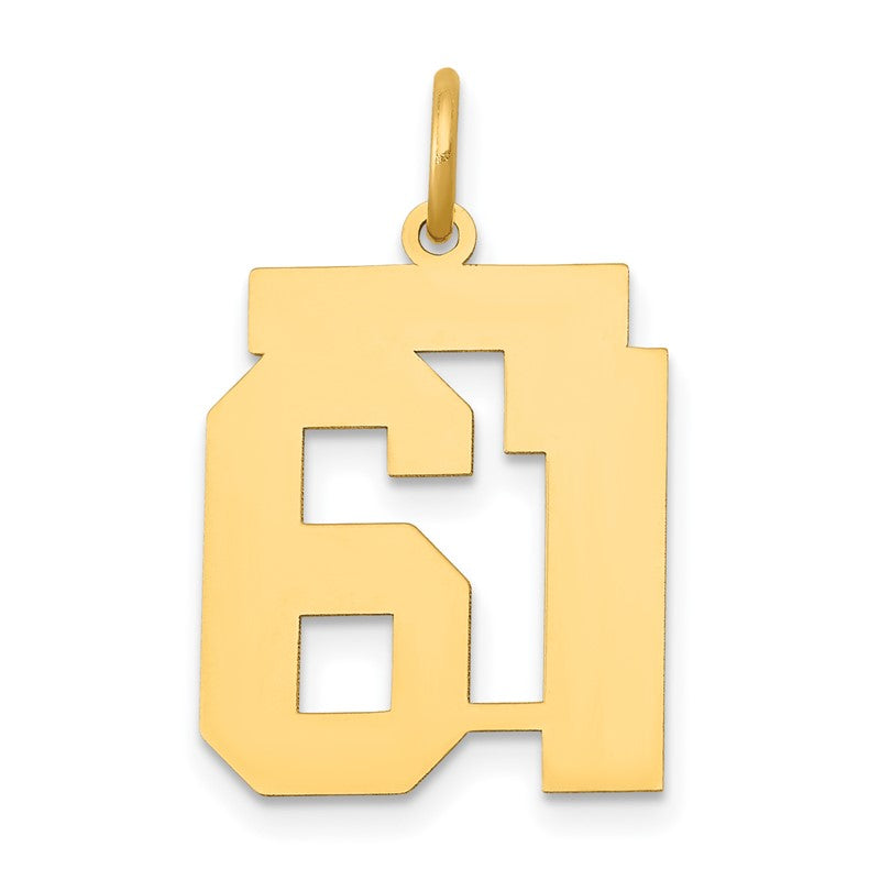 14k Medium Polished Number 61 Charm LM61