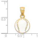 14k White Enameled Baseball Pendant K2092