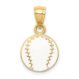 14k White Enameled Baseball Pendant K2092