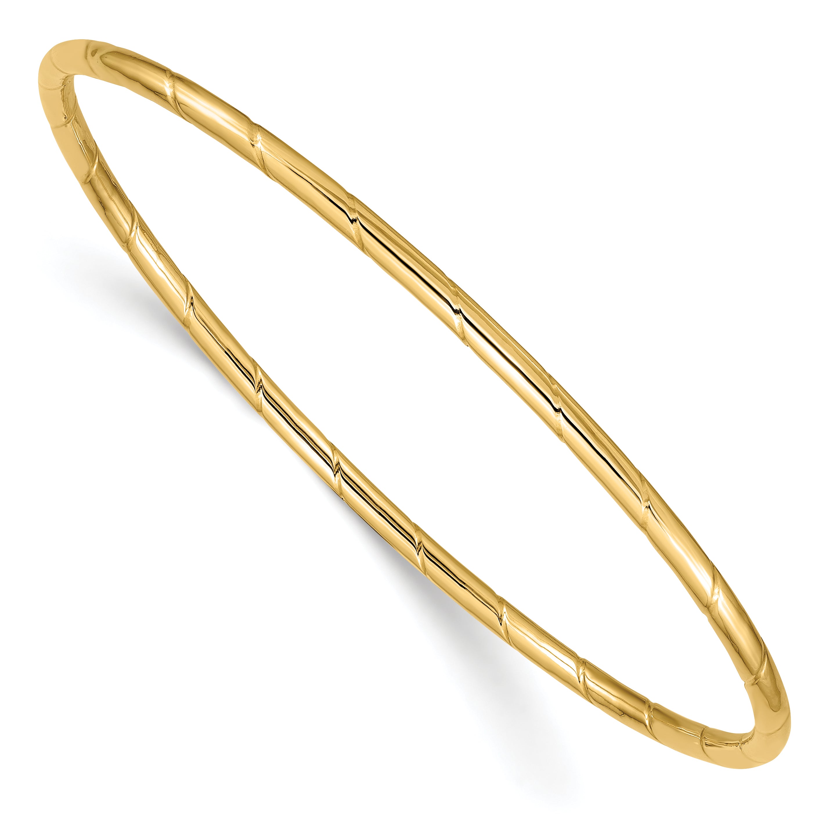 14k Polished Grooved 2.50mm Slip-on Round Bangle Bracelet DB571