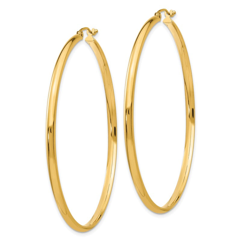 14k 2.75x55mm Polished Tube Hoop Earrings TA238