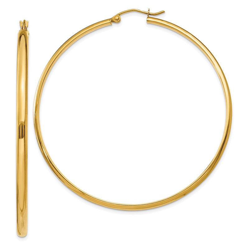 14k 2.75x55mm Polished Tube Hoop Earrings TA238