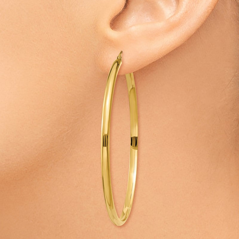 14k 2.75x55mm Polished Tube Hoop Earrings TA238