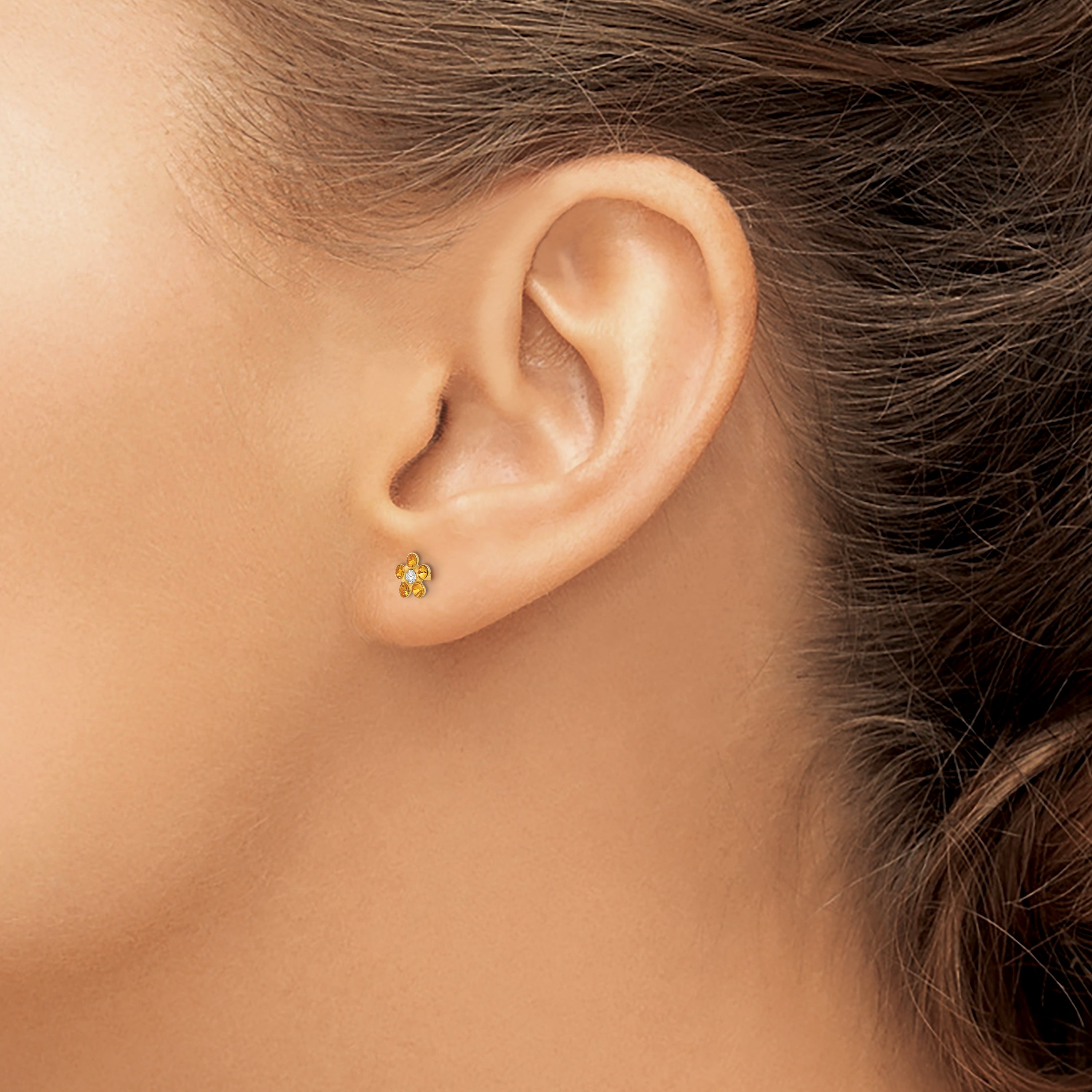 Inverness 14k November Yellow Crystal Birthstone Flower Post Piercing Earrings 791E