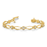 14k Complete 3/4 carat Round A Diamond Fancy Link 7 inch Bracelet X789A