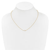 14k White Gold 1/10 carat Diamond Sideways Cross 18 inch Necklace PM4692