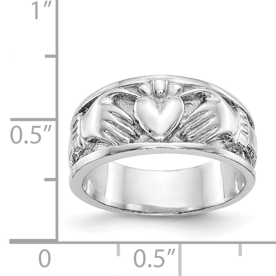 14k White Gold Claddagh Band K565