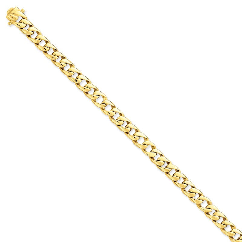 14K 8 inch 8mm Hand Polished Curb Link with Box Catch Clasp Bracelet FL445