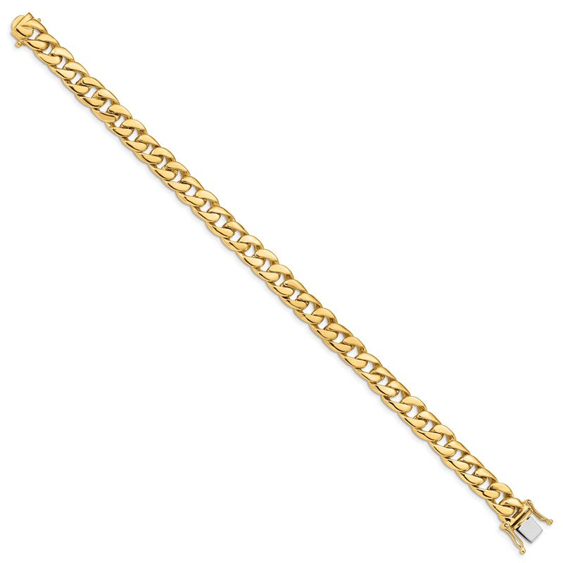14K 8 inch 8mm Hand Polished Curb Link with Box Catch Clasp Bracelet FL445