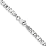 14K White Gold 10 inch 3.35mm Semi-Solid Curb with Lobster Clasp Anklet BC103