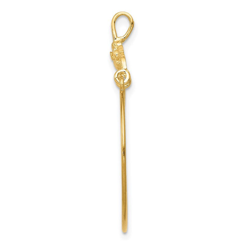 14k Polished Floral Charm Holder Pendant D1314