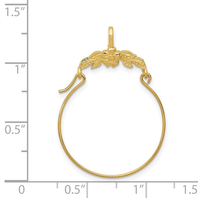14k Polished Floral Charm Holder Pendant D1314