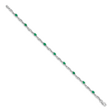 14k White Gold Complete Diamond and Oval Emerald Fancy Link 7.25 inch Bracelet BM4476
