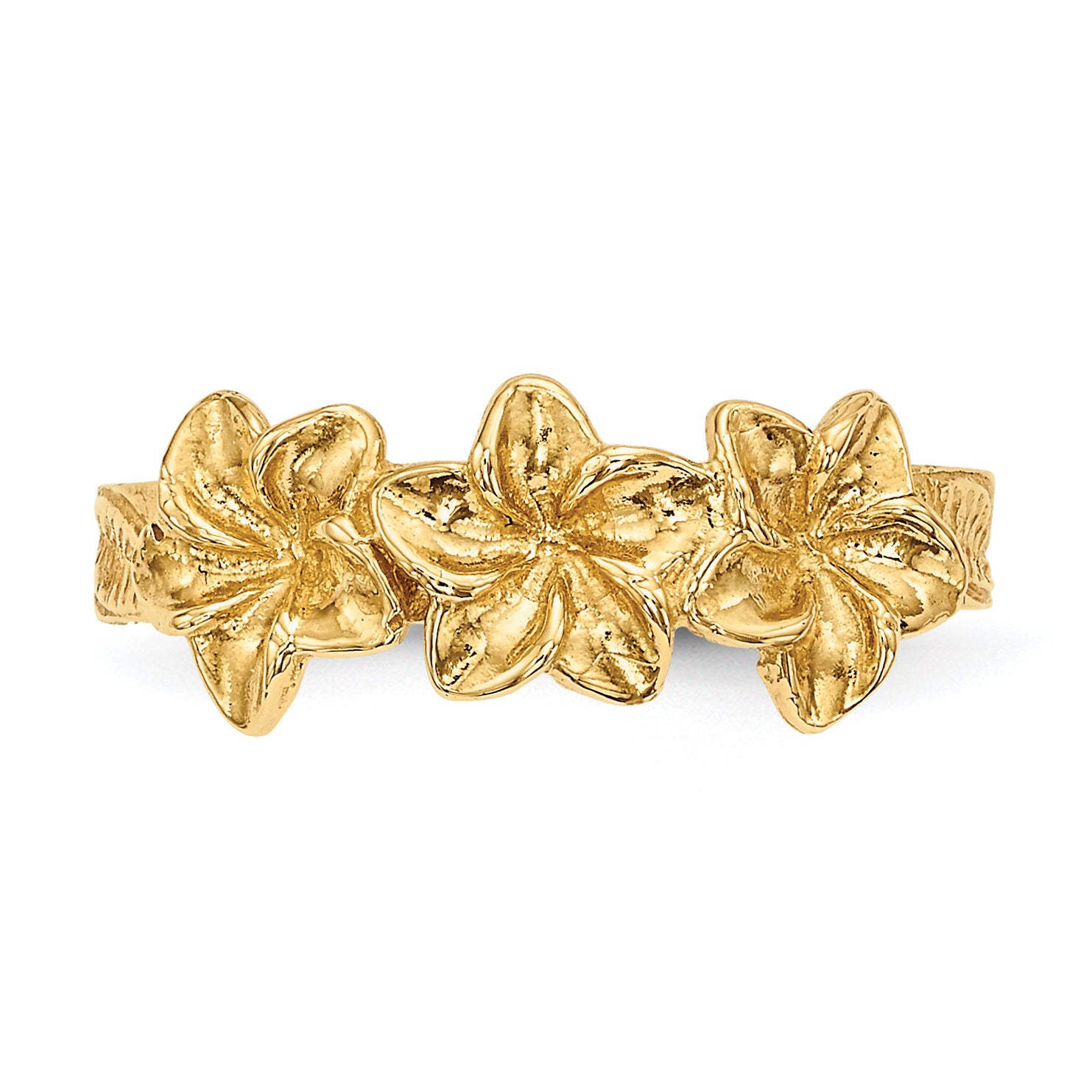 14k Polished Flowers Toe Ring R570
