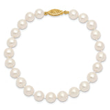 14k 7-8mm White Near-Round Freshwater Cultured Pearl 16 inch Necklace WPN070
