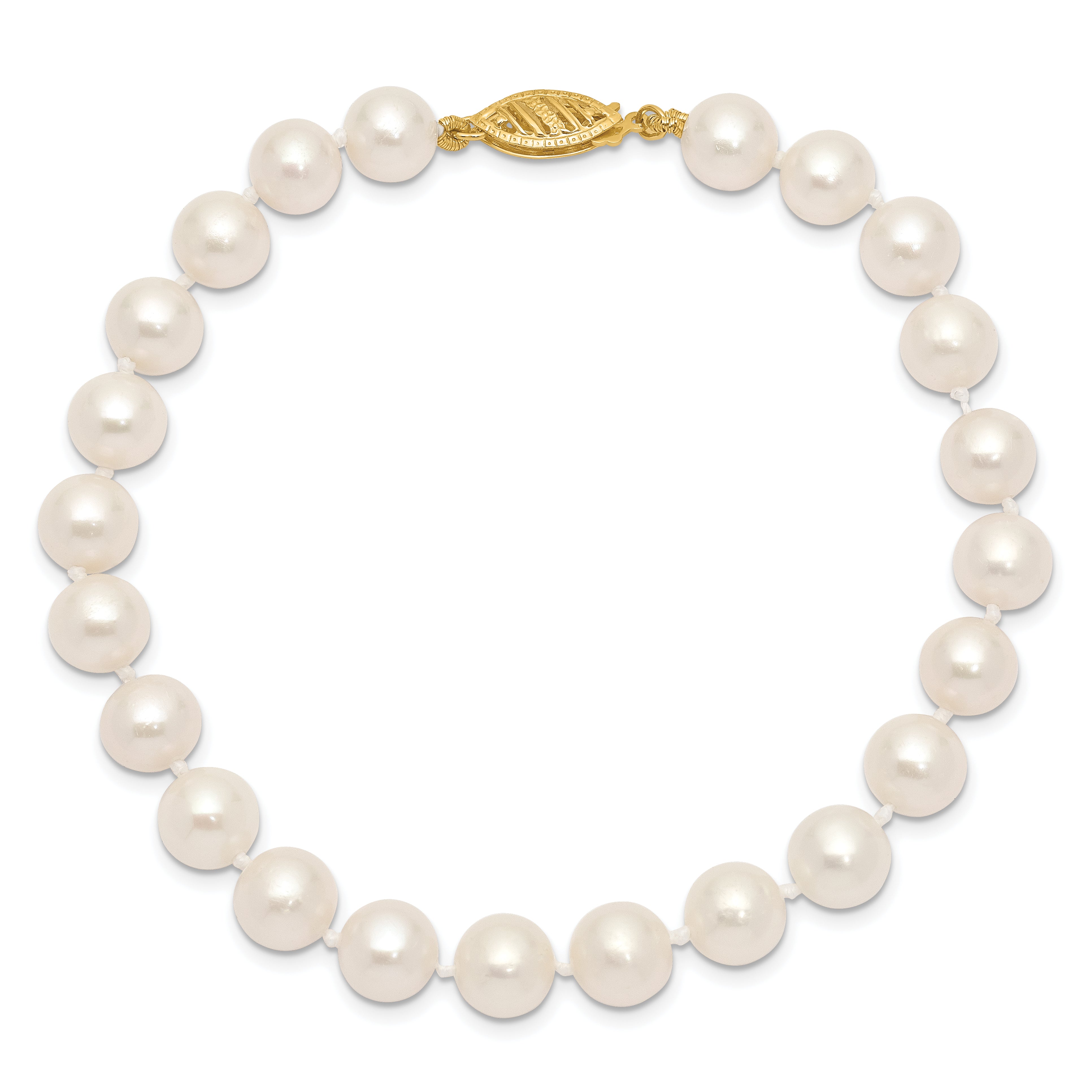 14k 7-8mm White Near-Round Freshwater Cultured Pearl 16 inch Necklace WPN070