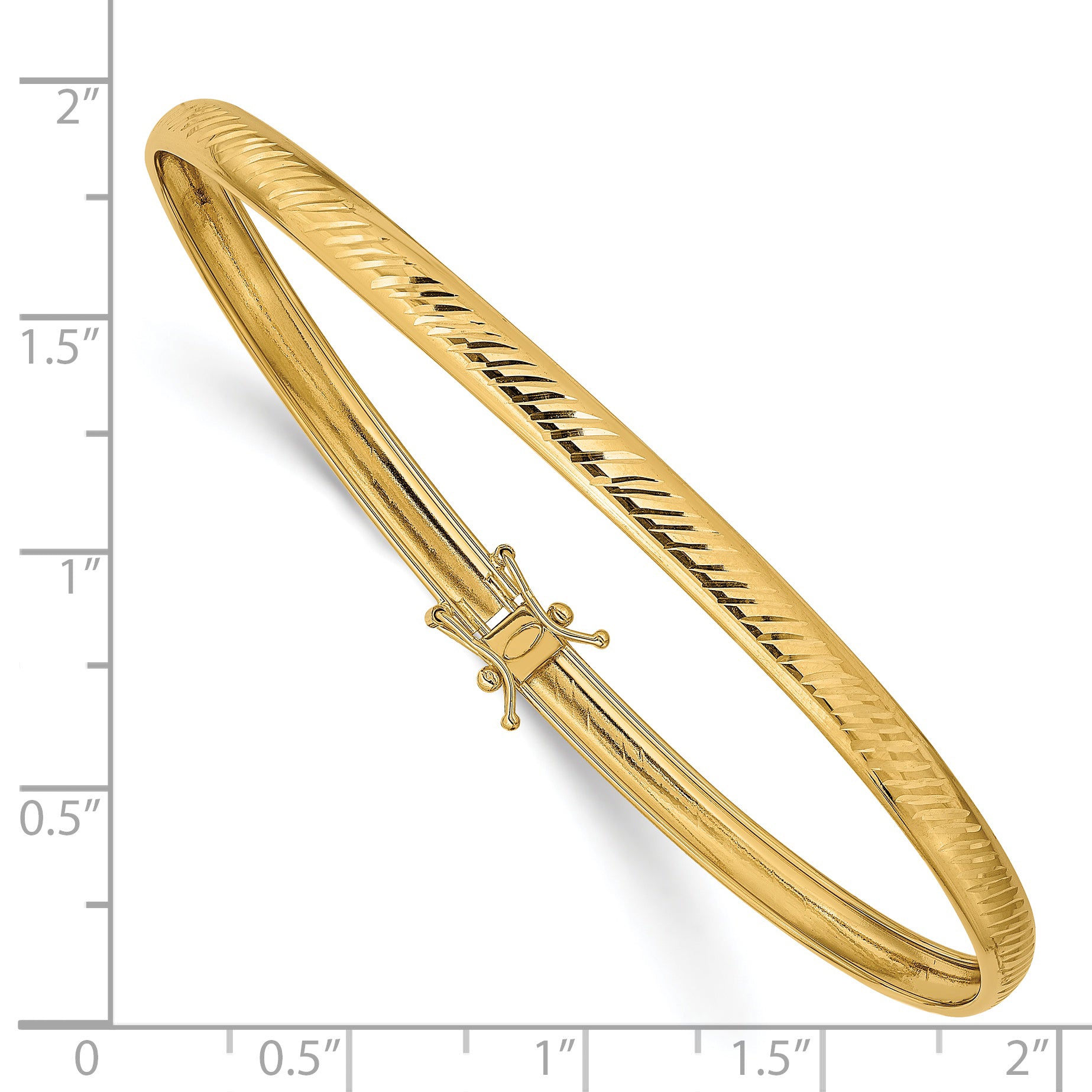 14K Polished Diamond-cut 4.25mm Flexible Round Bangle Bracelet DB599