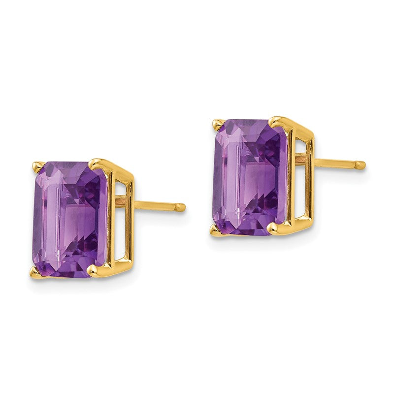 14k 10x8mm Emerald-Cut Amethyst Post Earrings XE69AM