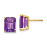14k 10x8mm Emerald-Cut Amethyst Post Earrings XE69AM