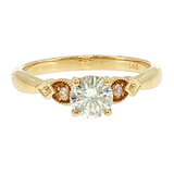 14K Yellow Gold 0.61ct Round Diamond Sidestone Engagement Ring