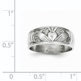 14k White Gold Ladies Polished Claddagh Band D3114