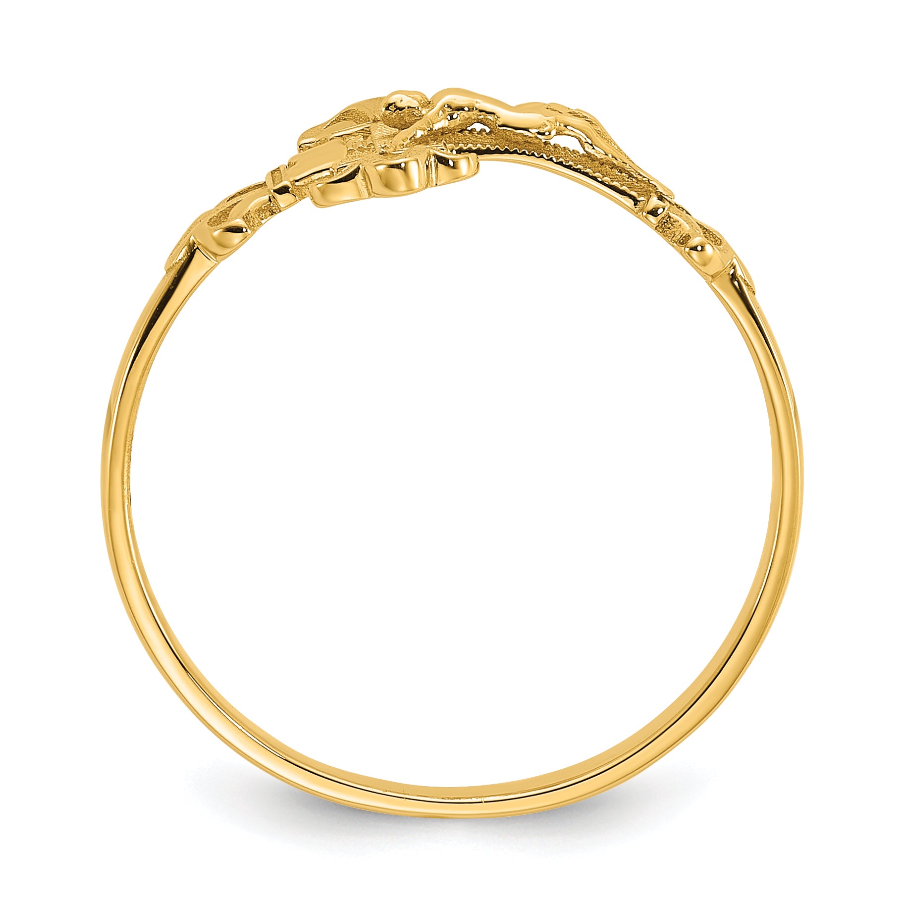 14K Diamond-cut Crucifix Ring K3969