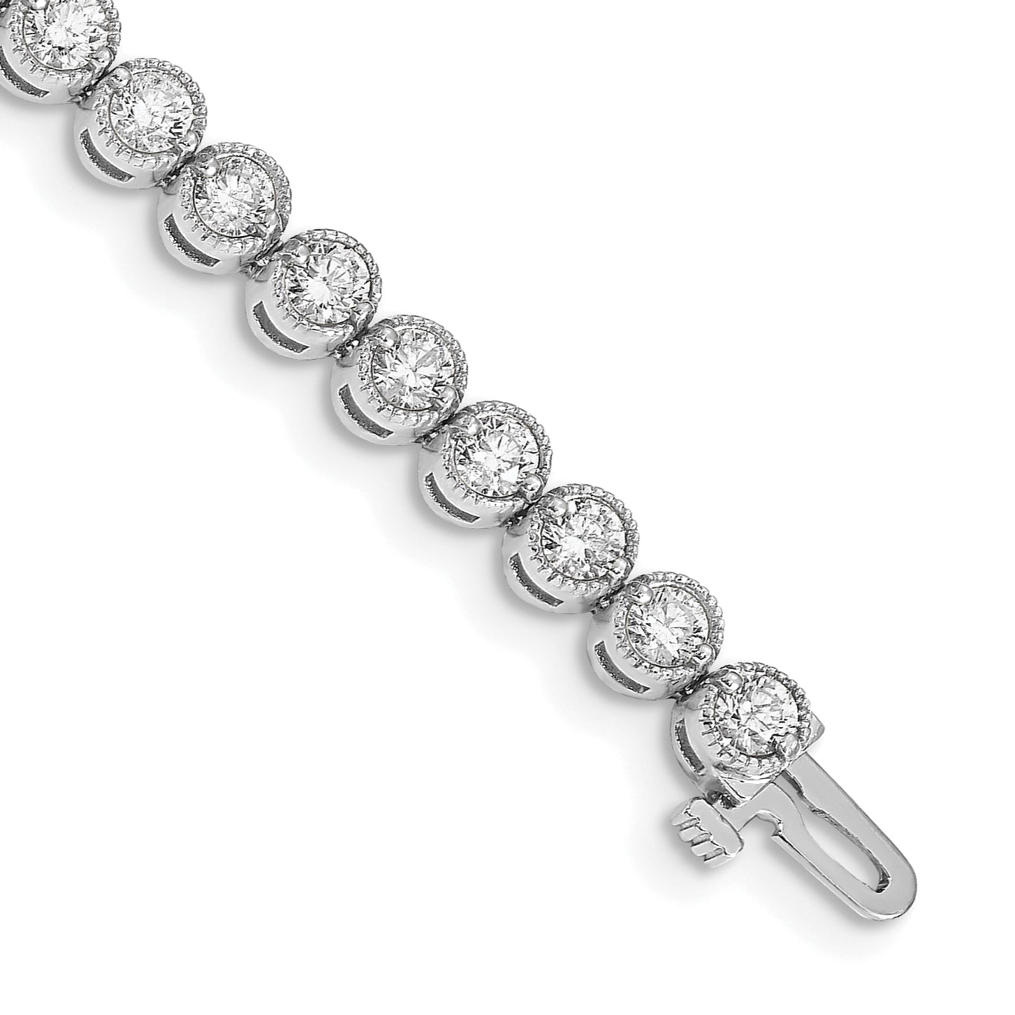 14k White Gold Complete 5 carat Round VS Diamond 2-prong 7 inch Tennis Bracelet X2901WVS