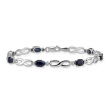 14k White Gold Complete Diamond and Oval Sapphire Infinity 7 inch Bracelet BM4772