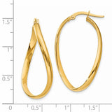 14k 3mm Twisted Oval Hoop Earrings PRE665