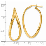 14k 3mm Twisted Oval Hoop Earrings PRE665