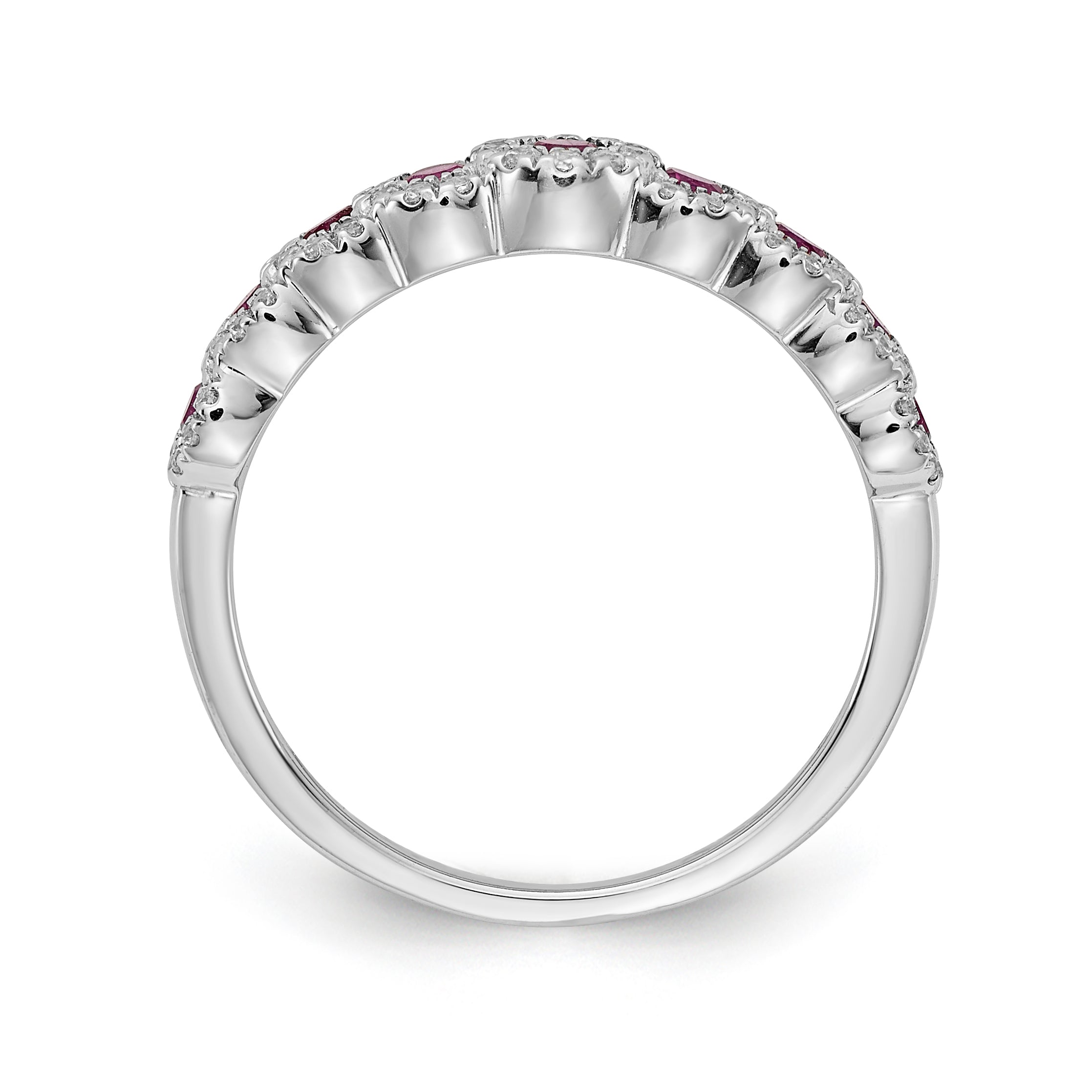 14k White Gold Diamond and Emerald Polished Ring RM5741