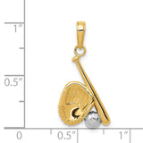 14K and White Rhodium Baseball/Bat/Glove Pendant K4947