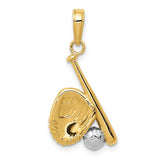 14K and White Rhodium Baseball/Bat/Glove Pendant K4947