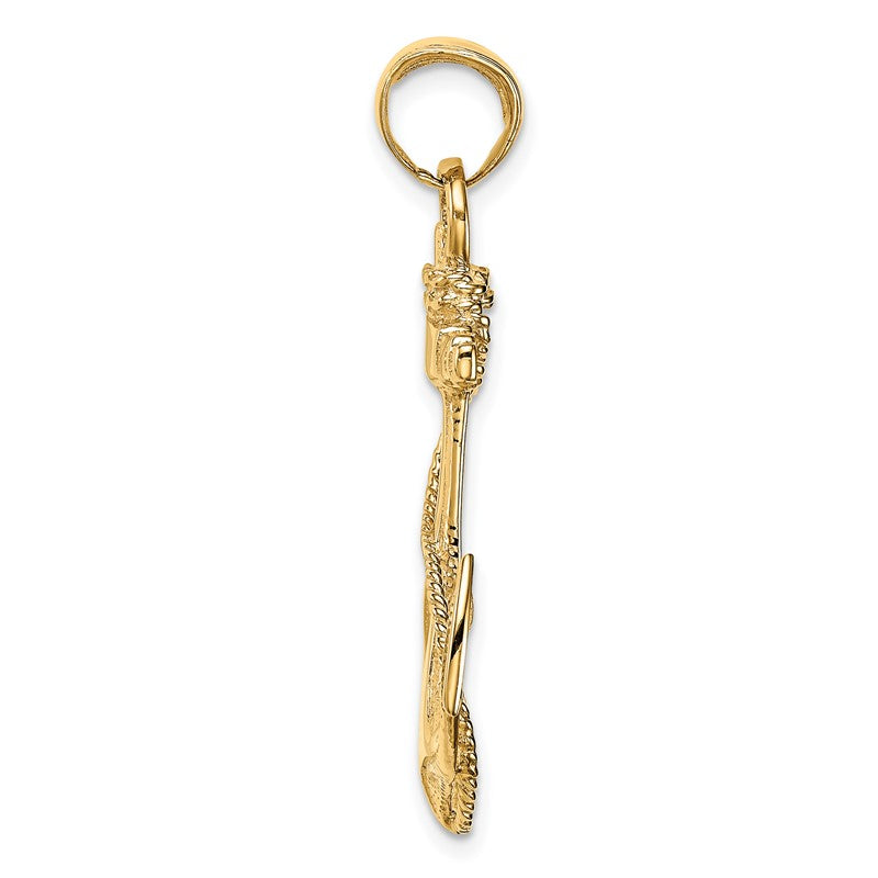 14K Large 2-D Anchor with Rope Pendant D4165