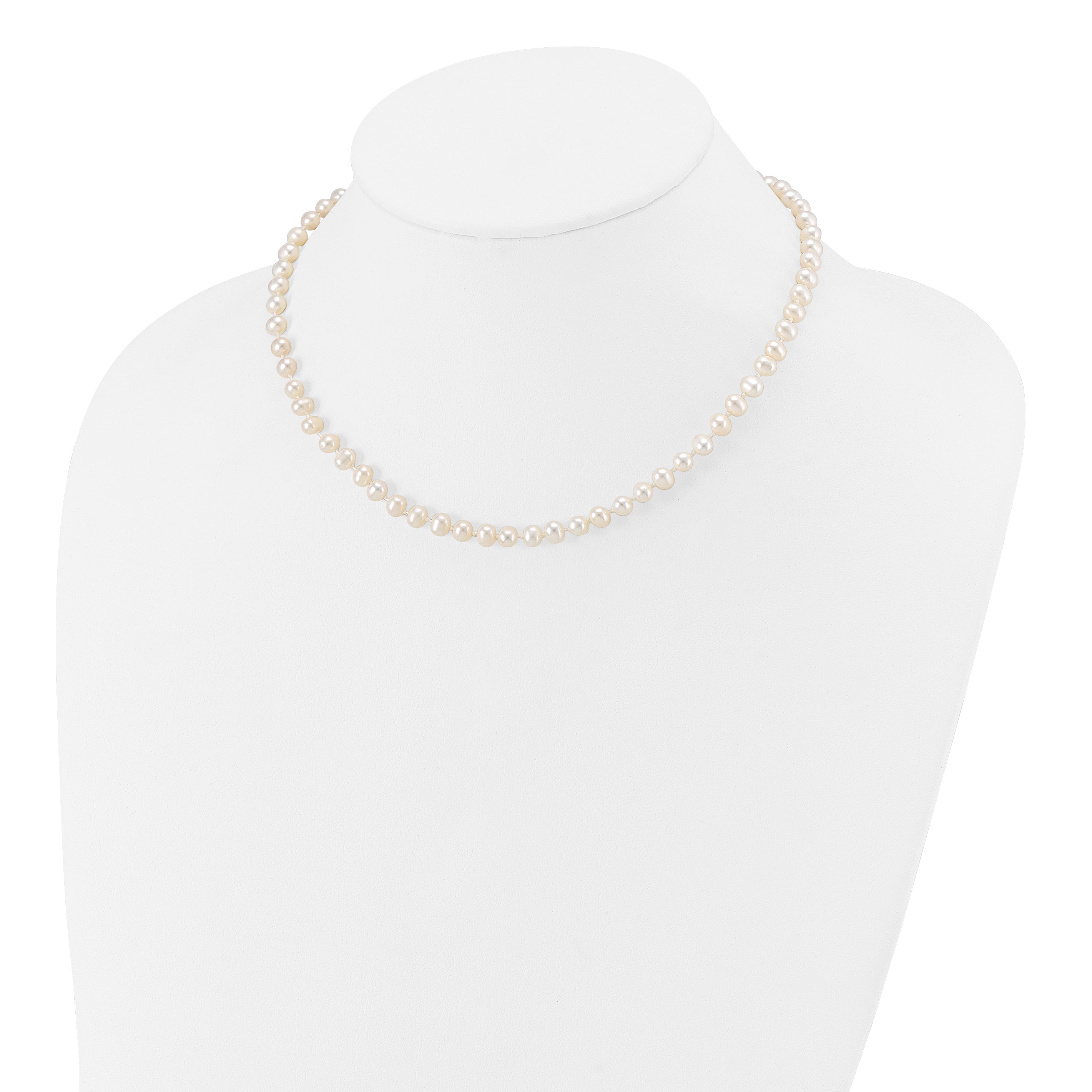 14k 5-6mm White Semi-Round Freshwater Cultured Pearl 12 inch Necklace XF452