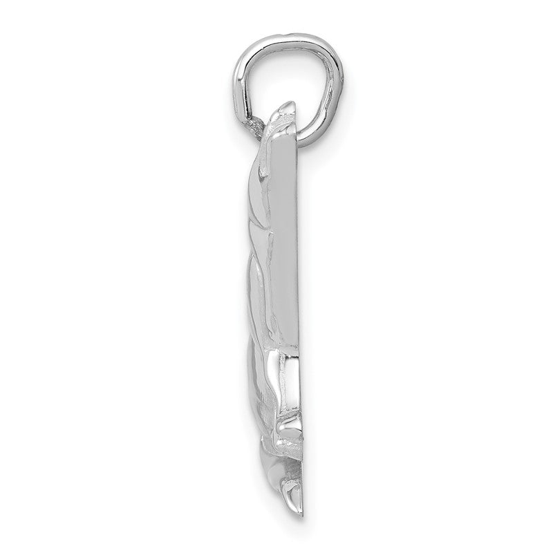 14k White Gold Howling Wolf Charm K3330