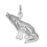 14k White Gold Howling Wolf Charm K3330