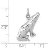 14k White Gold Howling Wolf Charm K3330