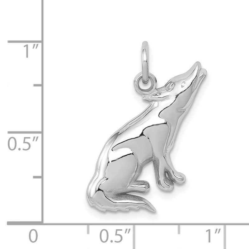 14k White Gold Howling Wolf Charm K3330