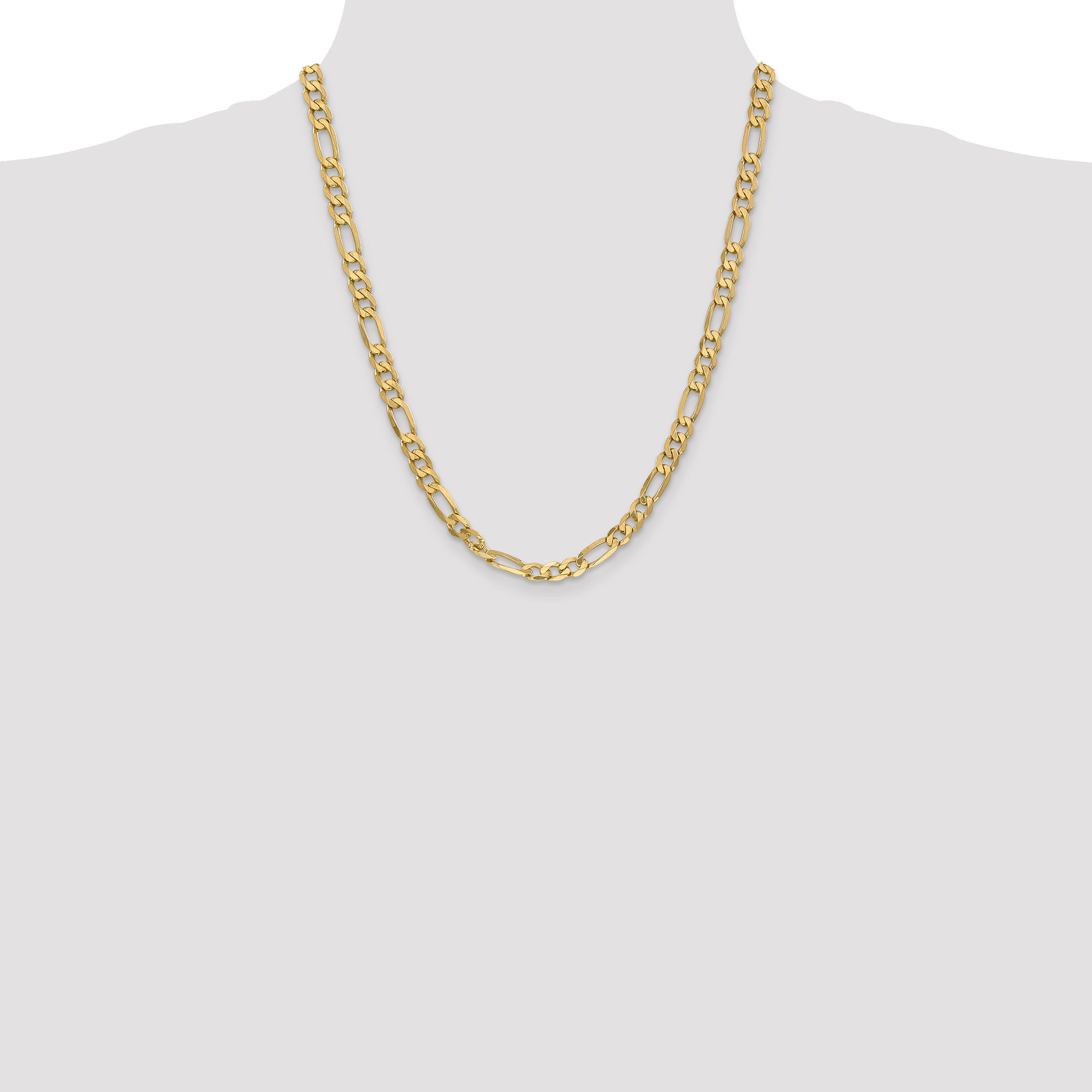 14K 26 inch 6.25mm Flat Figaro with Lobster Clasp Chain FFL160